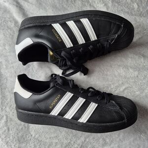 Adidas Superstar Black with White Stripes